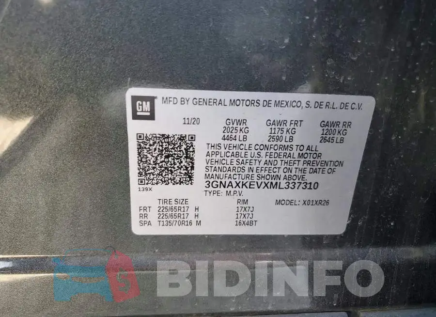 3GNAXKEVXML337310 Photo# 13