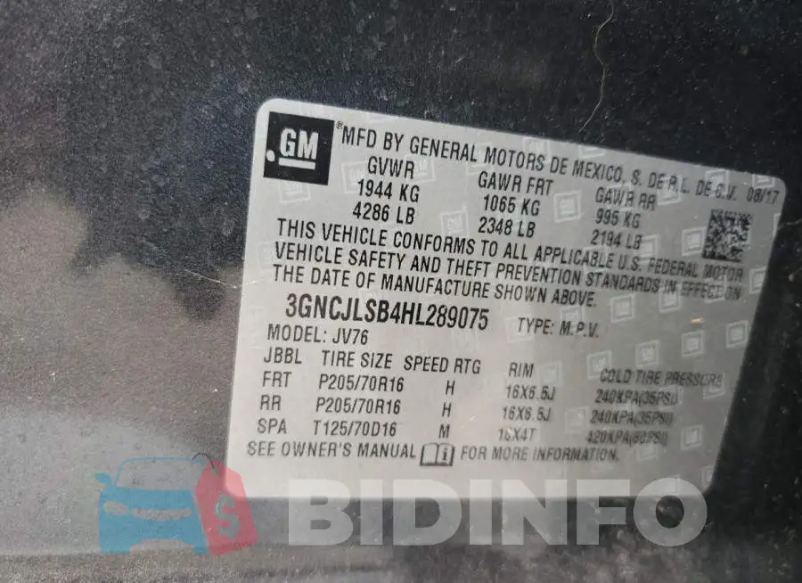 3GNCJLSB4HL289075 Photo# 14