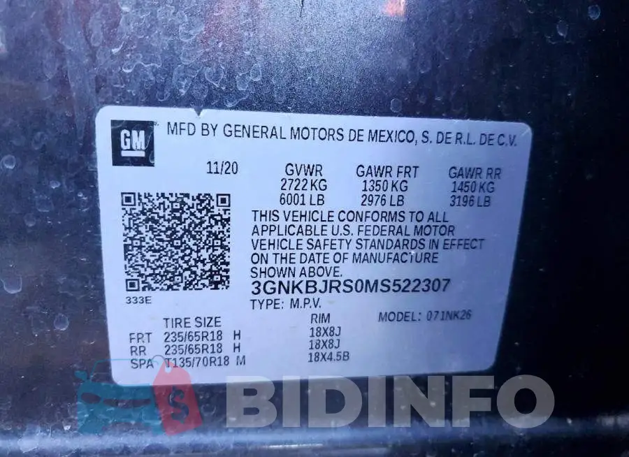 3GNKBJRS0MS522307 Photo# 13