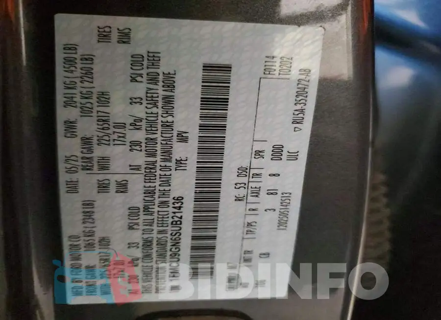 1FMCU9GN6SUB21436 Photo# 12