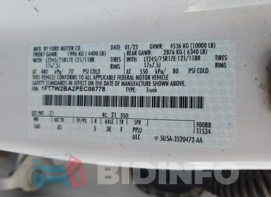 1FT7W2BA2PEC08778 Photo# 12