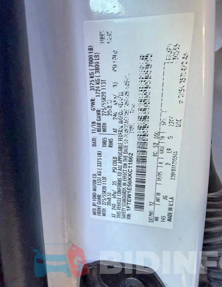 1FTEW1E56KKC11662 Photo# 10