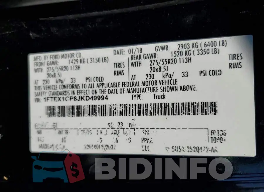 1FTEX1CP8JKD49994 Photo# 12