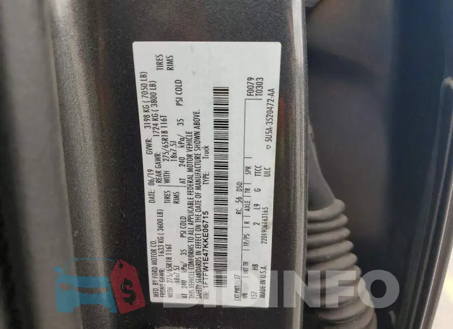 1FTFW1E47KKE06715 Photo# 12