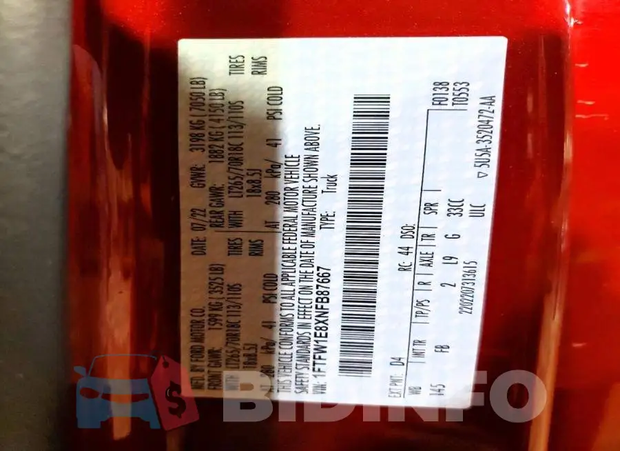 1FTFW1E8XNFB87667 Photo# 13