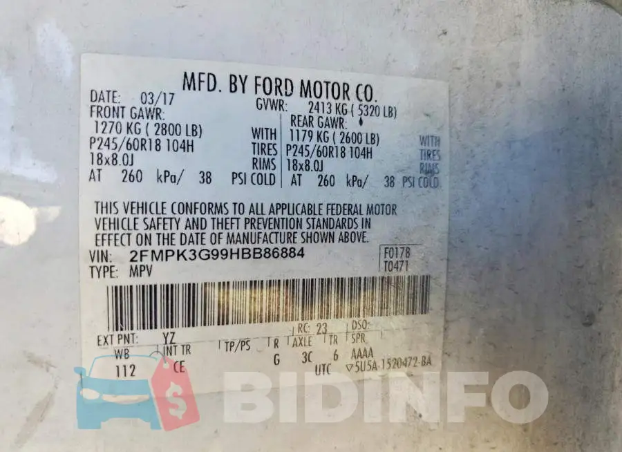 2FMPK3G99HBB86884 Photo# 12