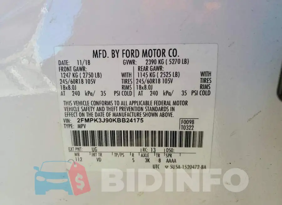 2FMPK3J90KBB24175 Photo# 13