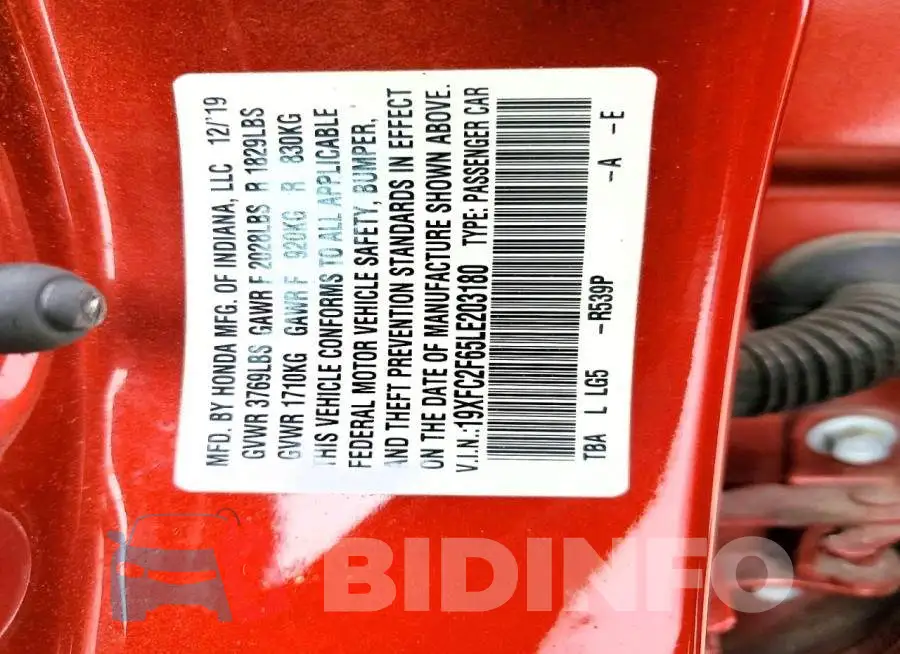 19XFC2F65LE203180 Photo# 12