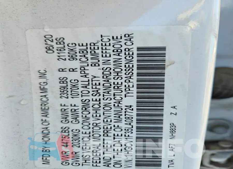1HGCV1F35LA087724 Photo# 13