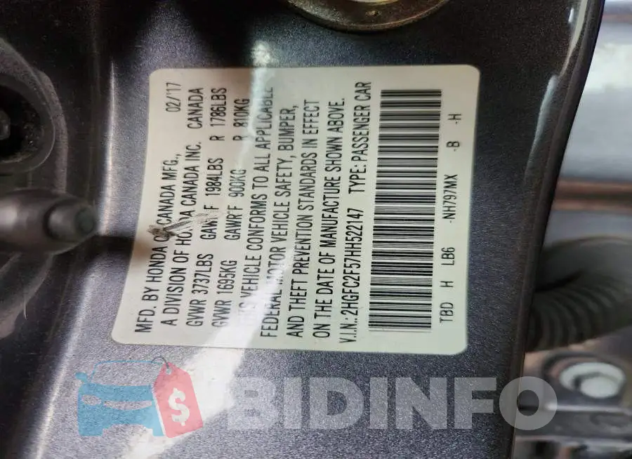 2HGFC2F57HH522147 Photo# 12