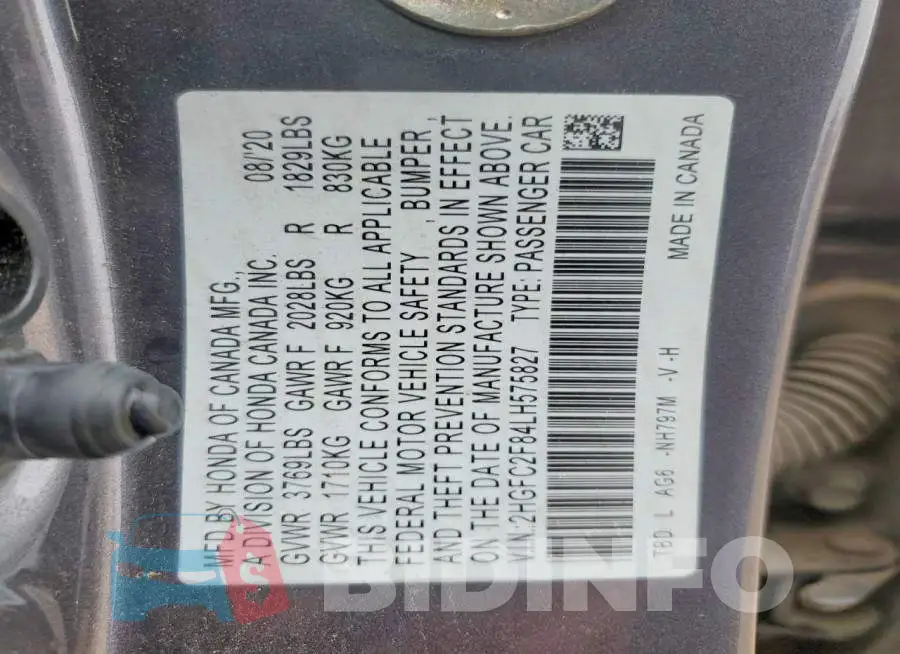 2HGFC2F84LH575827 Photo# 12