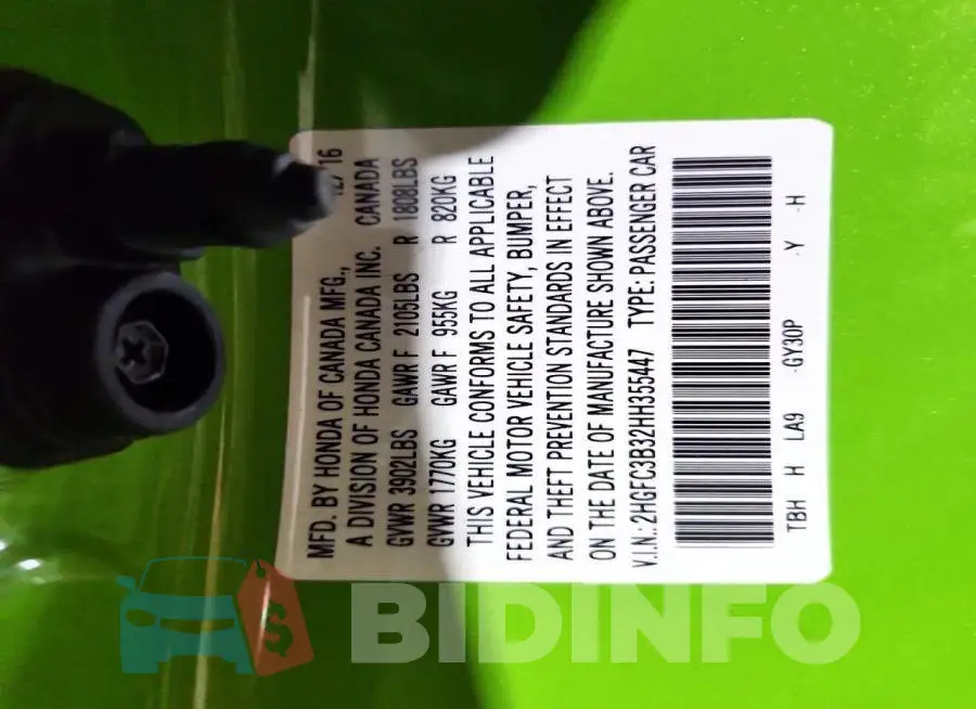 2HGFC3B32HH355447 Photo# 12