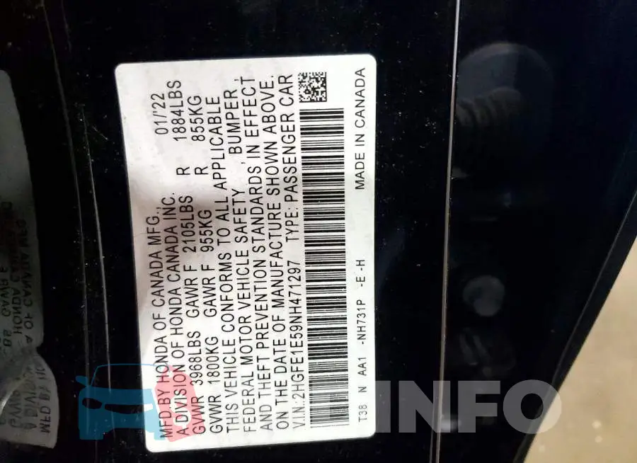 2HGFE1E59NH471297 Photo# 13