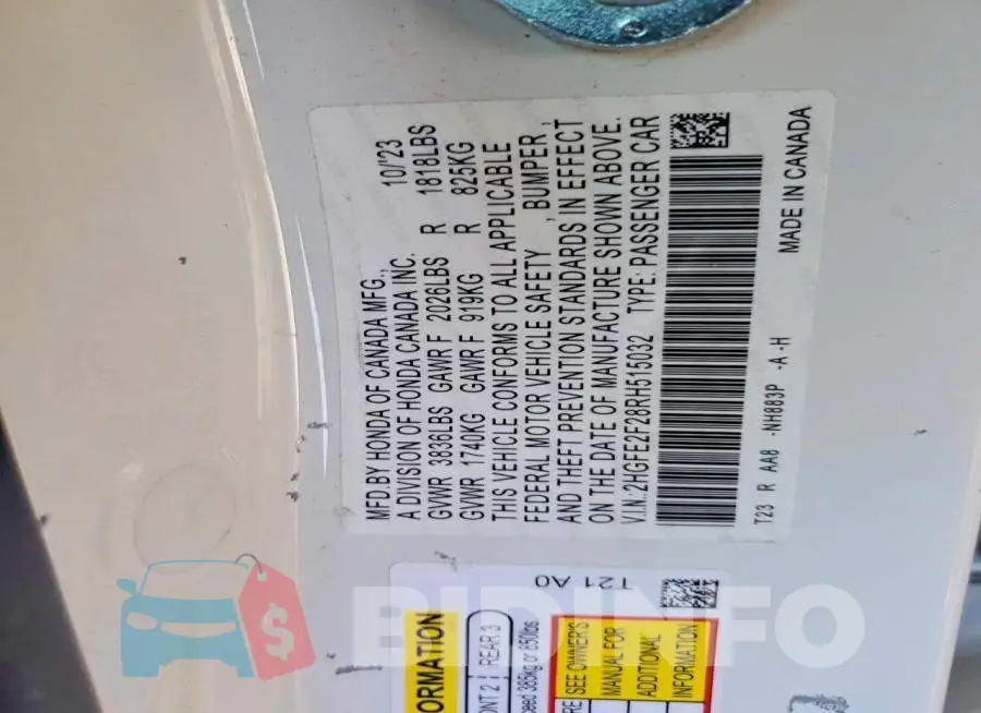2HGFE2F28RH515032 Photo# 12