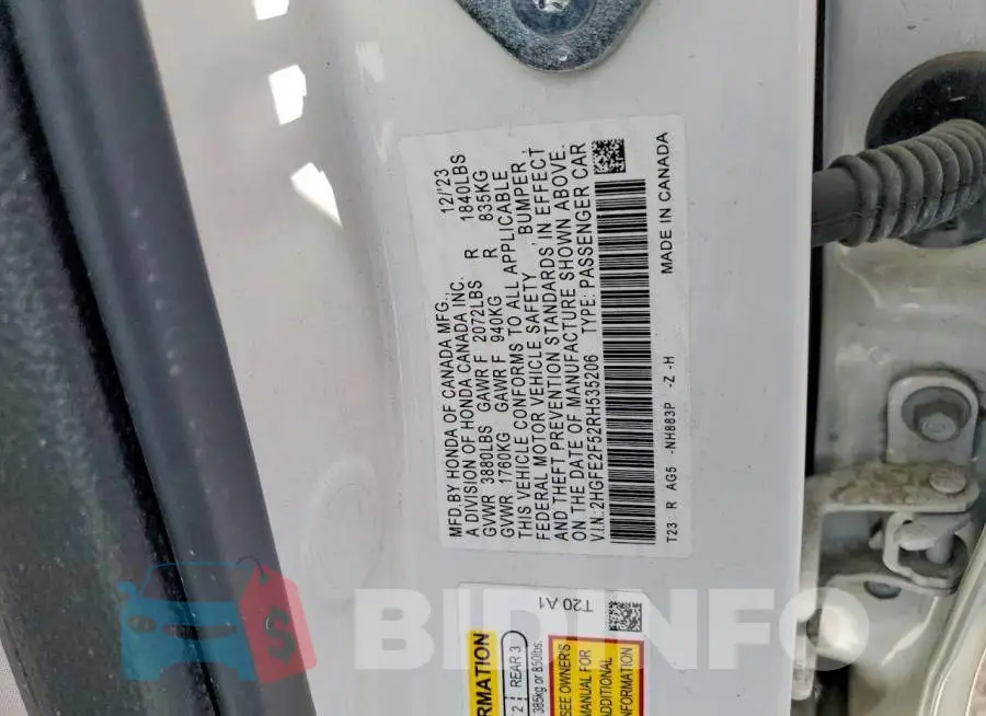 2HGFE2F52RH535206 Photo# 12