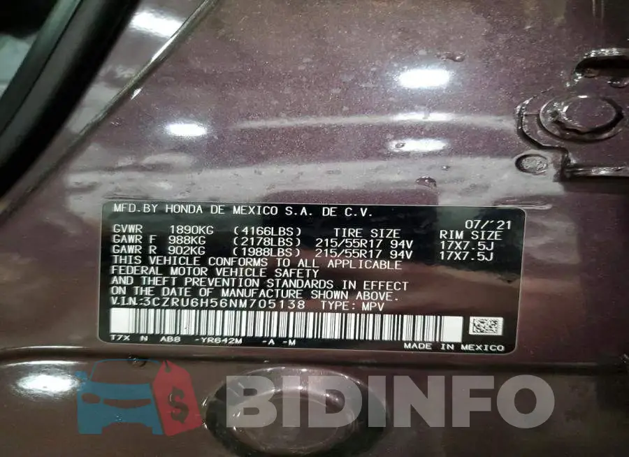 3CZRU6H56NM705138 Photo# 13