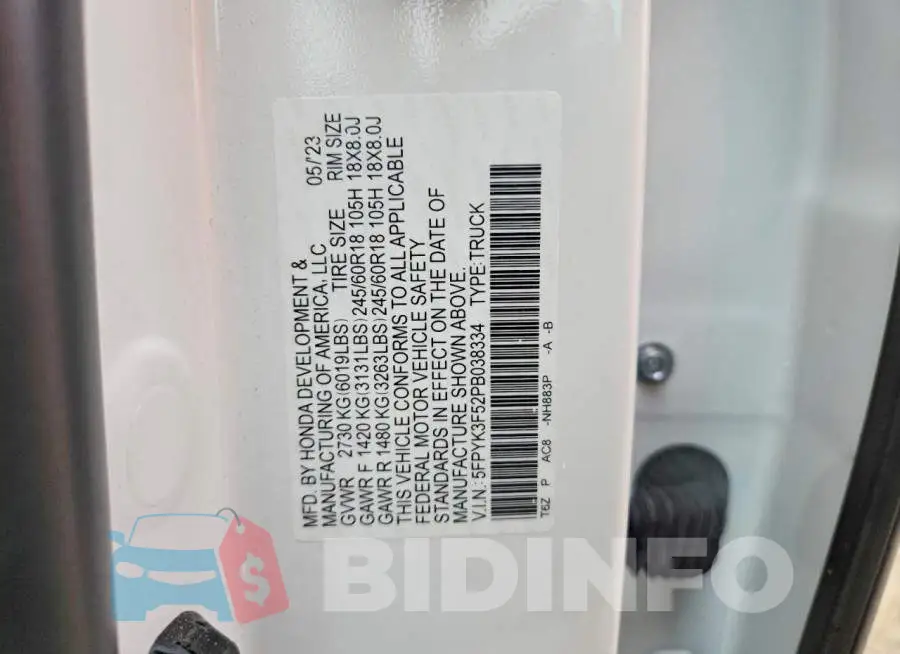 5FPYK3F52PB038334 Photo# 12