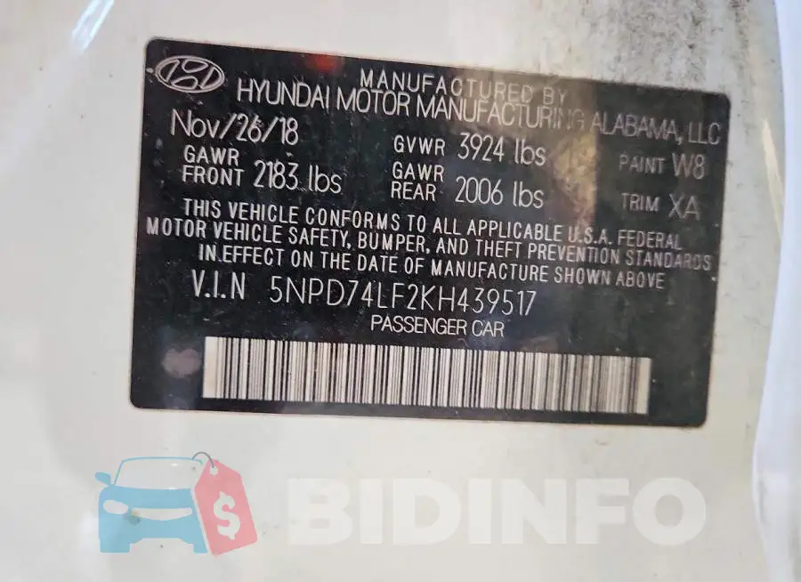 5NPD74LF2KH439517 Photo# 12
