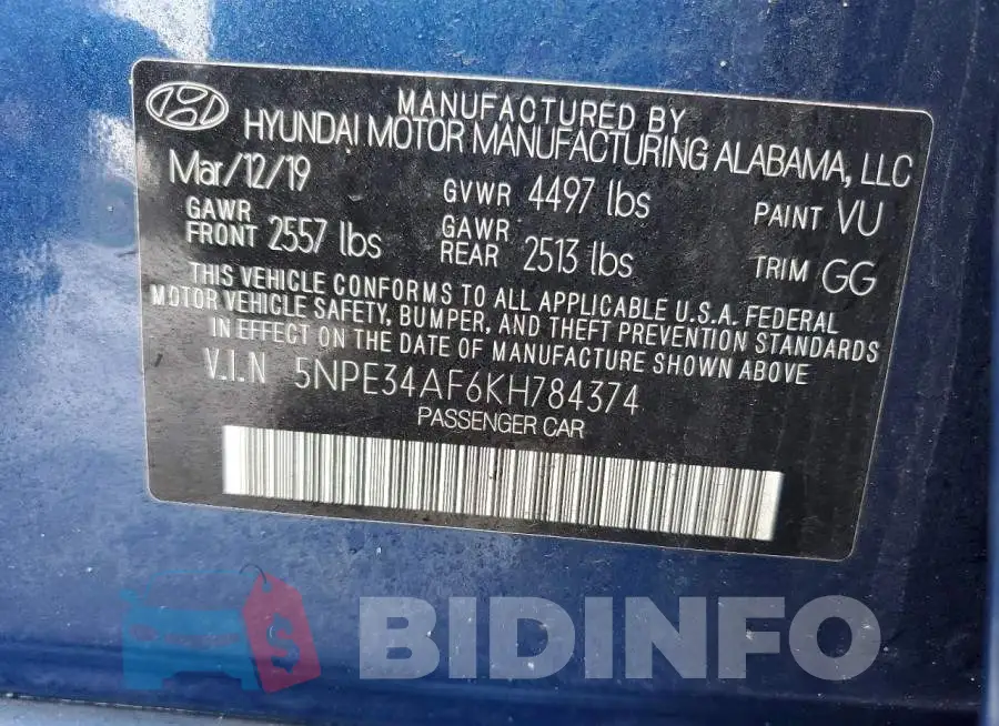5NPE34AF6KH784374 Photo# 12