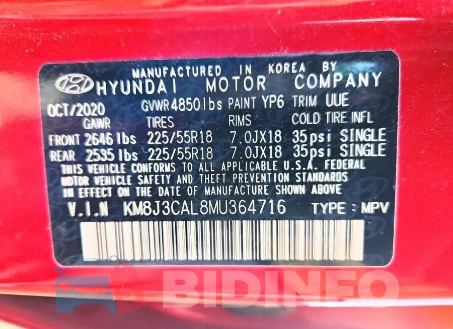 KM8J3CAL8MU364716 Photo# 14