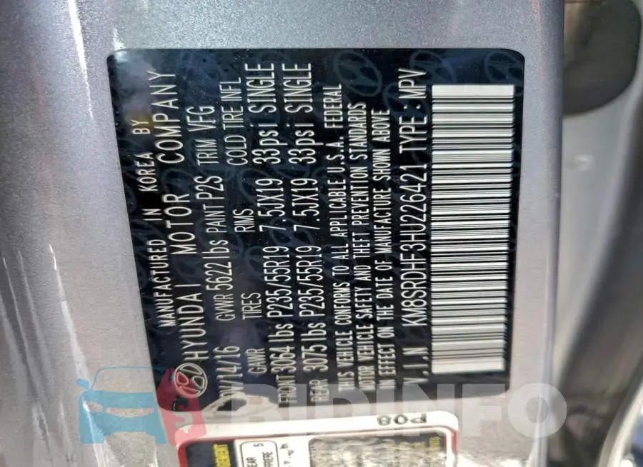 KM8SRDHF3HU226421 Photo# 13