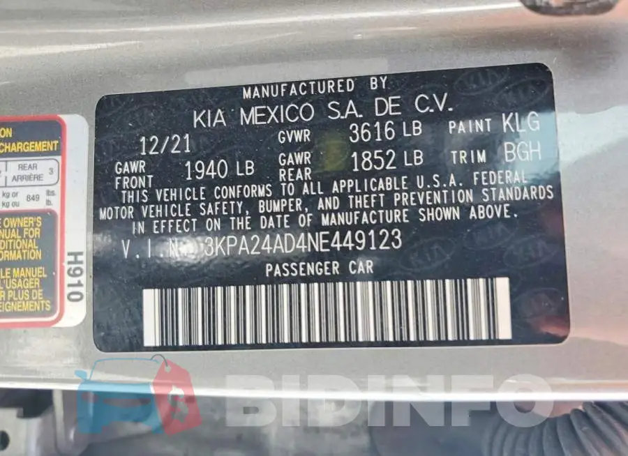 3KPA24AD4NE449123 Photo# 12