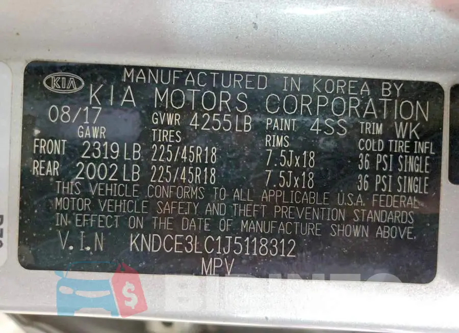 KNDCE3LC1J5118312 Photo# 13