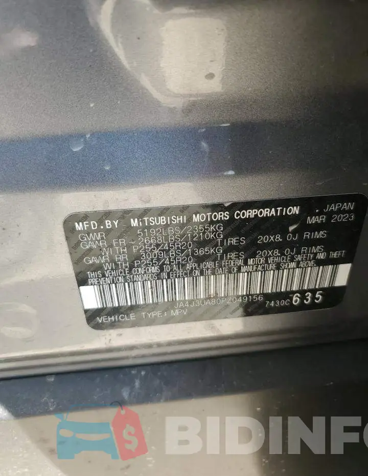JA4J3UA80PZ049156 Photo# 13