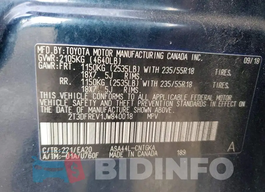 2T3DFREV1JW840018 Photo# 13