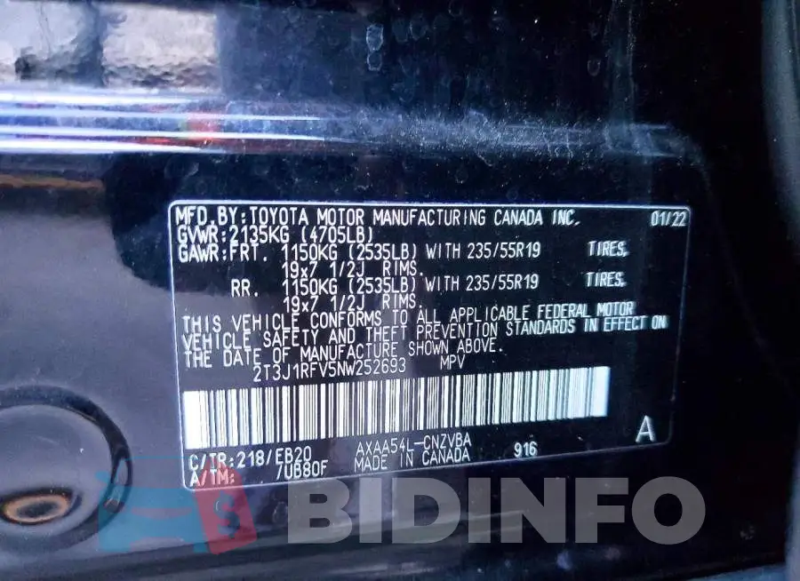 2T3J1RFV5NW252693 Photo# 13