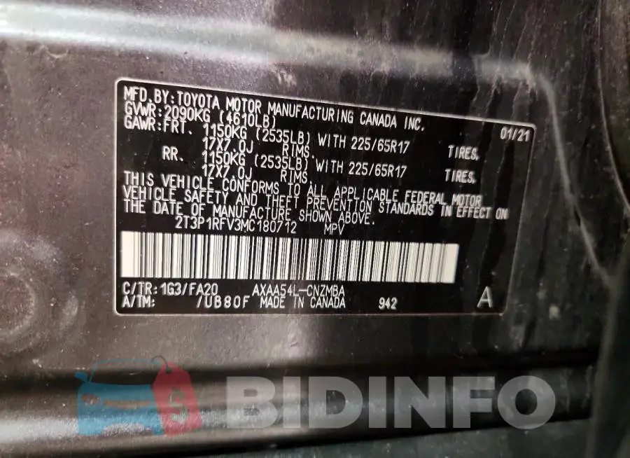 2T3P1RFV3MC180712 Photo# 14
