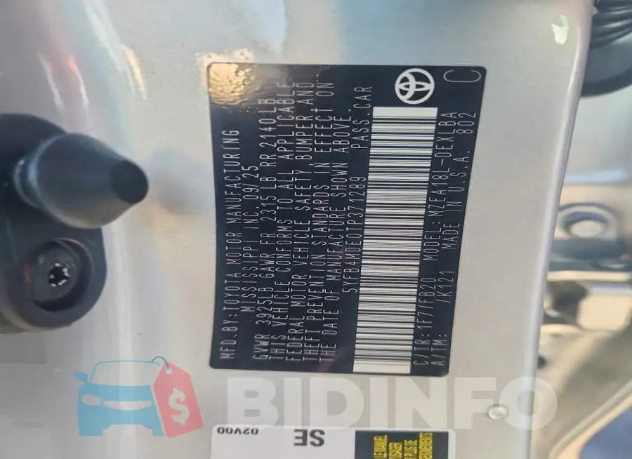 5YFB4MDE0TP371289 Photo# 12
