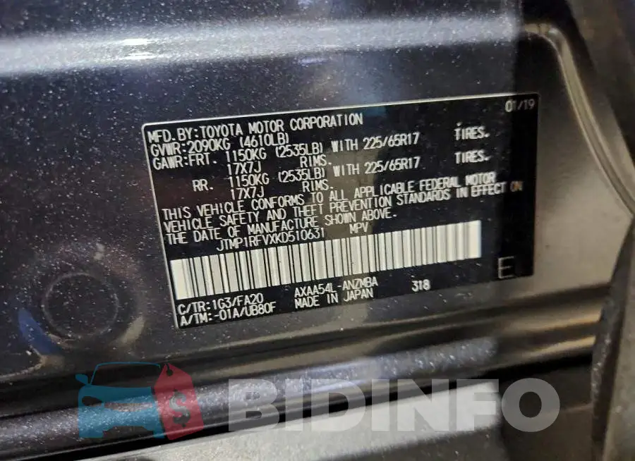 JTMP1RFVXKD510631 Photo# 14
