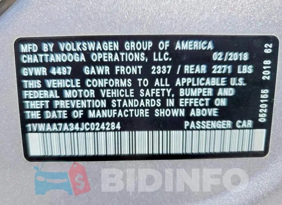 1VWAA7A34JC024284 Photo# 13