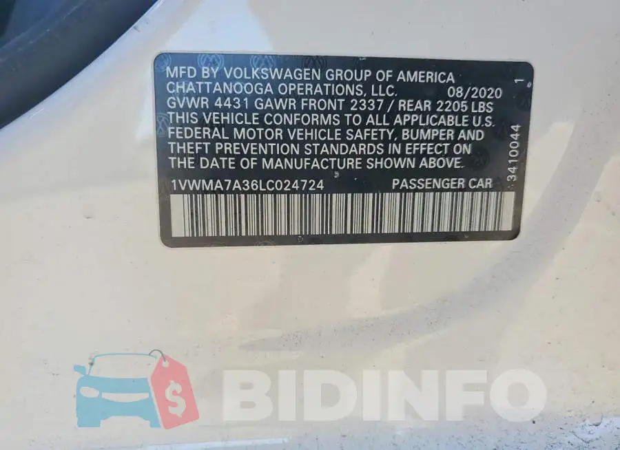 1VWMA7A36LC024724 Photo# 12