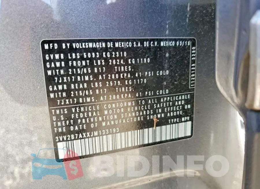 3VV2B7AXXJM133193 Photo# 13