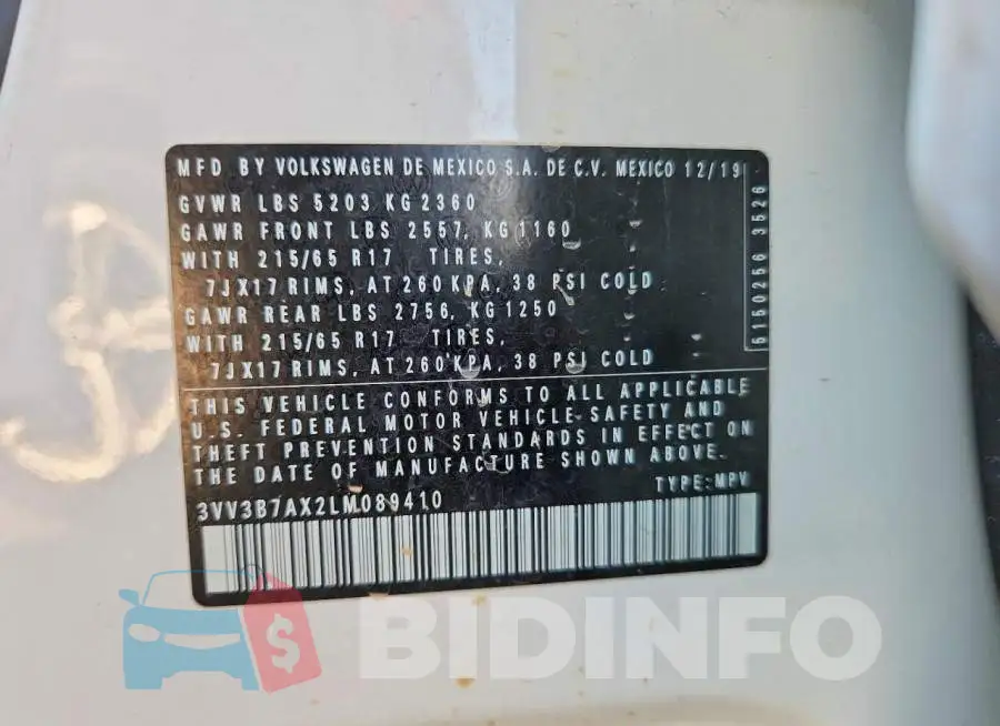 3VV3B7AX2LM089410 Photo# 12