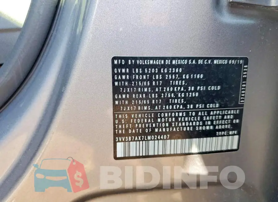 3VV3B7AX7LM024407 Photo# 14
