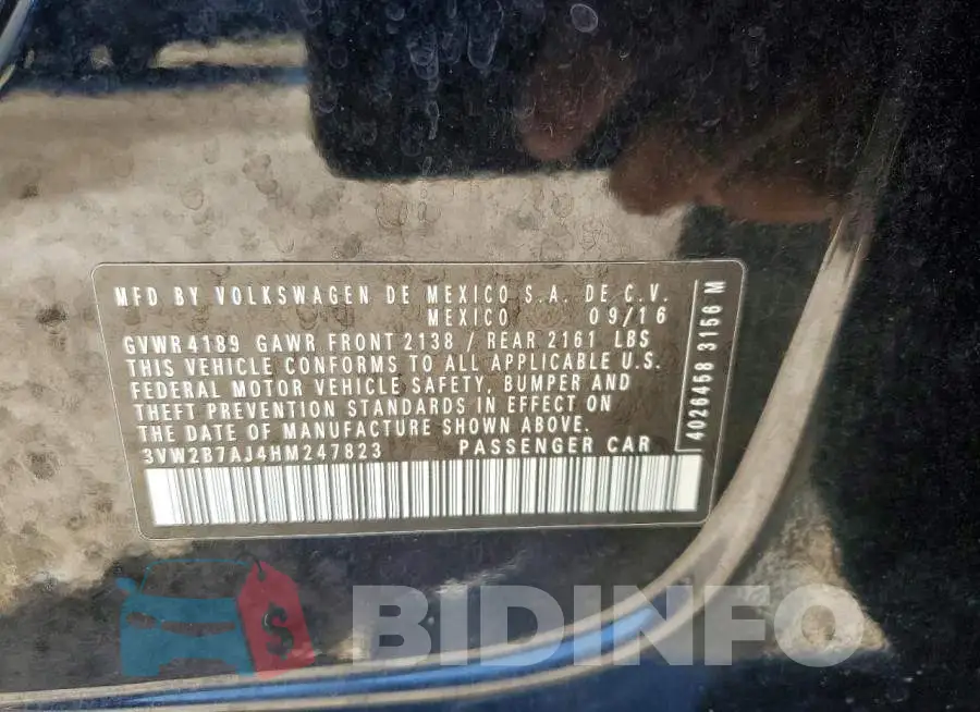 3VW2B7AJ4HM247823 Photo# 12