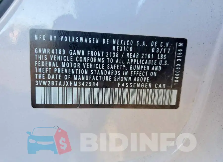 3VW2B7AJXHM342984 Photo# 13