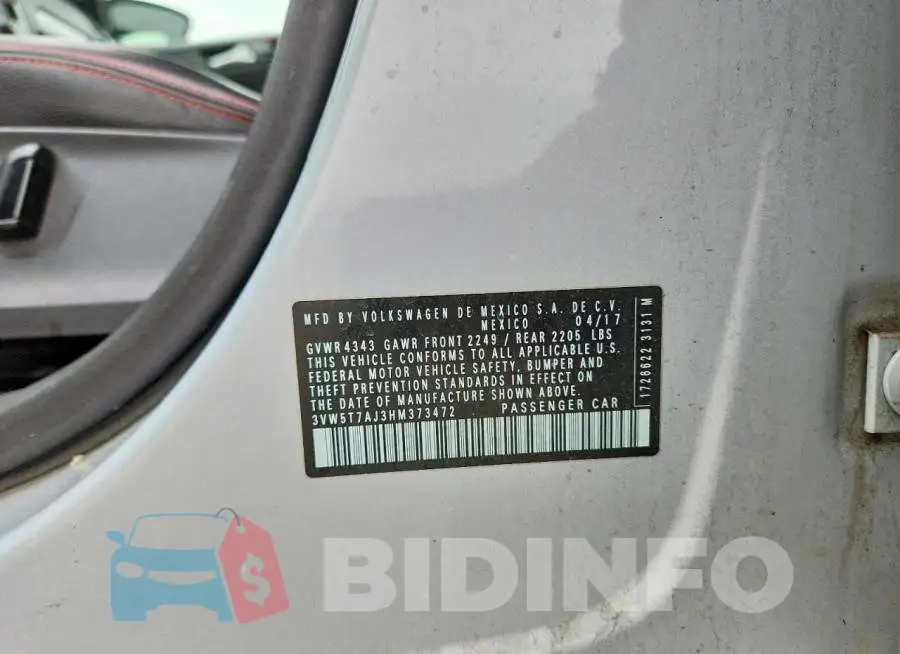 3VW5T7AJ3HM373472 Photo# 12