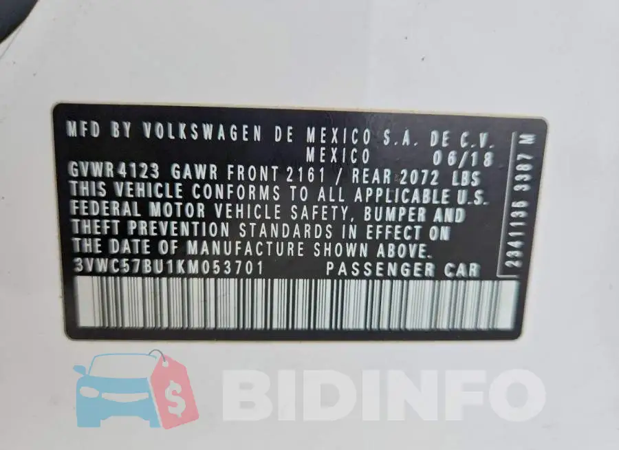 3VWC57BU1KM053701 Photo# 13