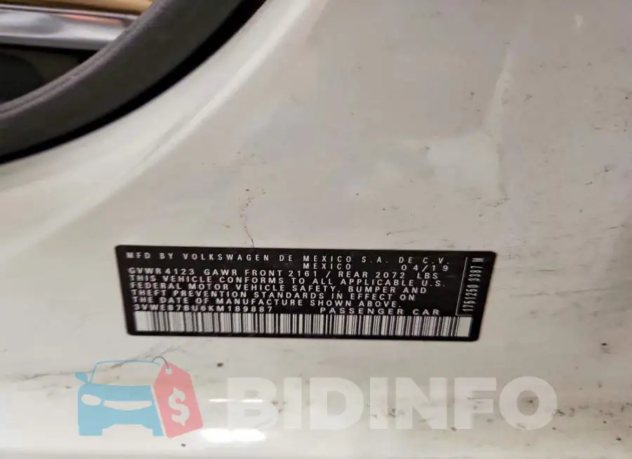 3VWEB7BU6KM189887 Photo# 12