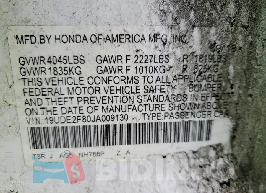 19UDE2F80JA009130 Photo# 12