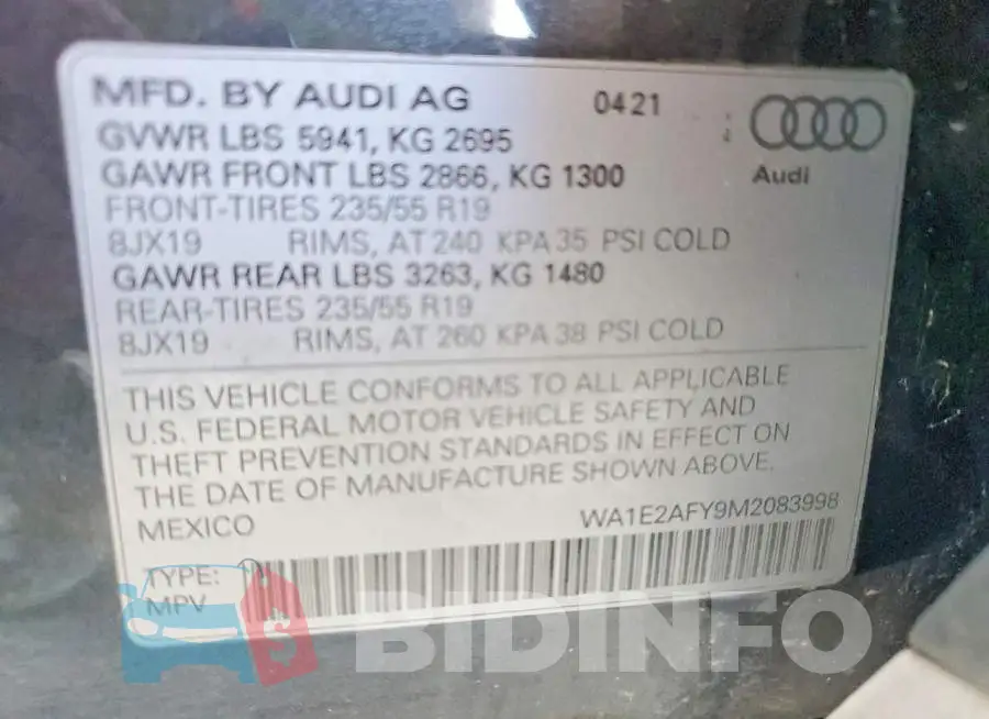 WA1E2AFY9M2083998 Photo# 12