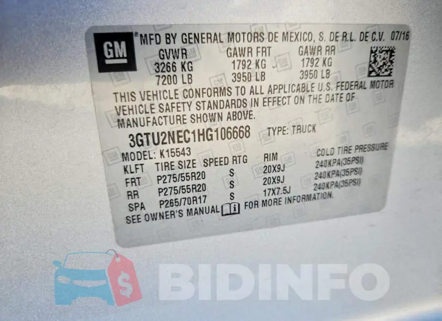 3GTU2NEC1HG106668 Photo# 12