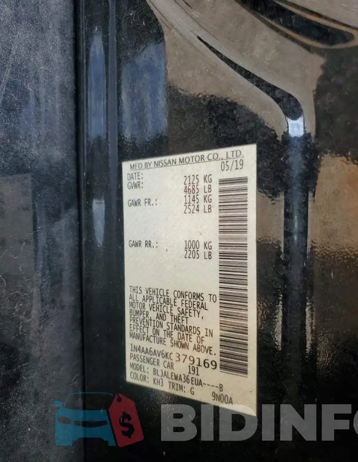 1N4AA6AV6KC379169 Photo# 12
