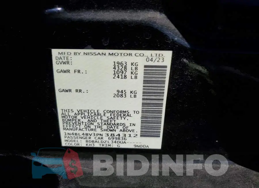 1N4BL4BV3PN384312 Photo# 13