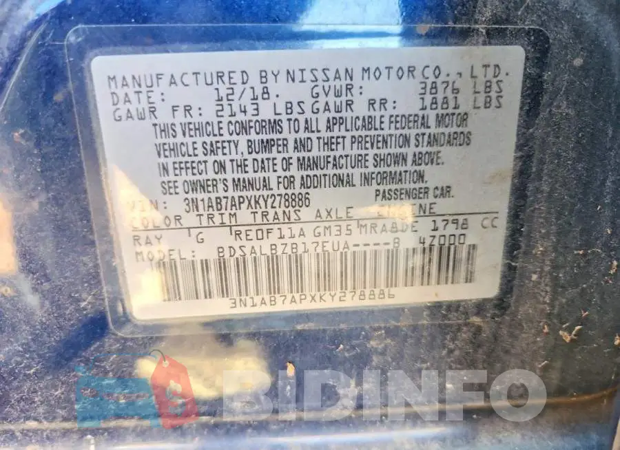 3N1AB7APXKY278886 Photo# 13