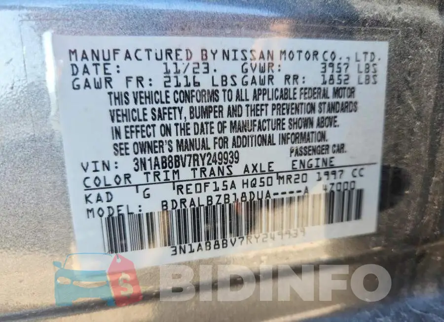3N1AB8BV7RY249939 Photo# 13